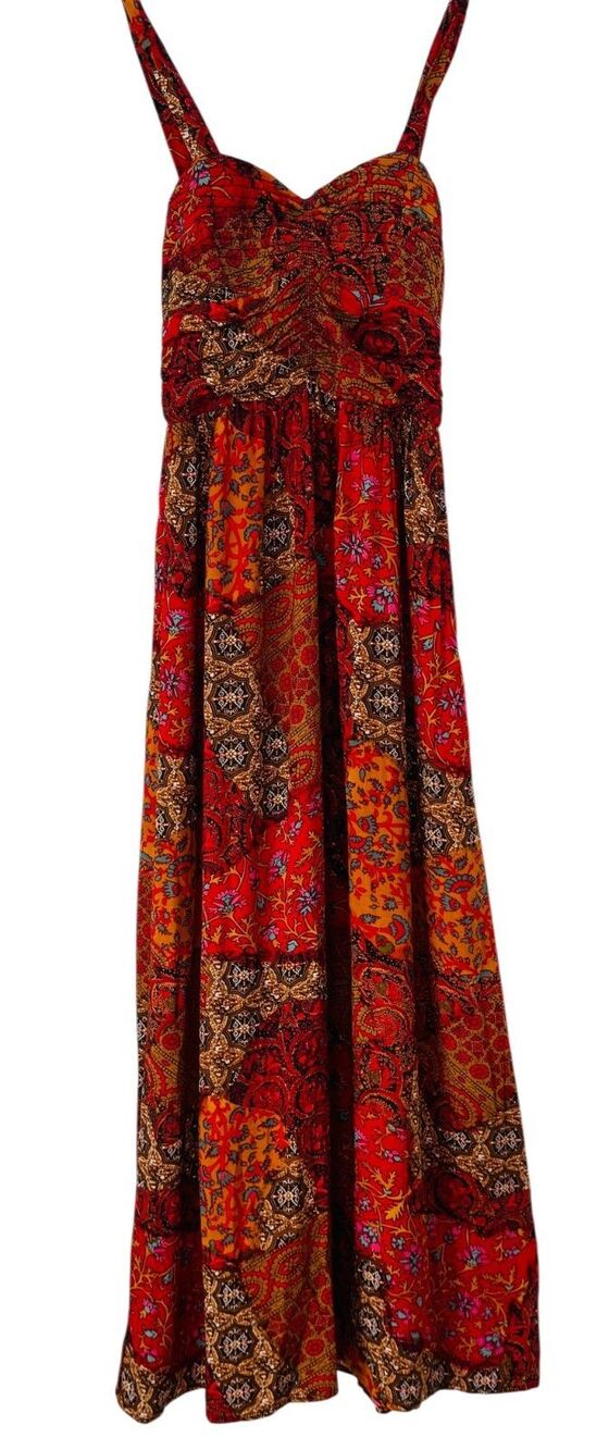 American Rag Cie Wm Small Red/Orange Multi Color Pullover Sleeveless Maxi Dress